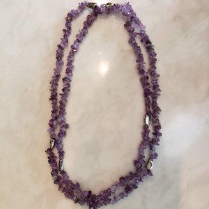 Genuine Amethyst Hematite Beaded Strand necklace